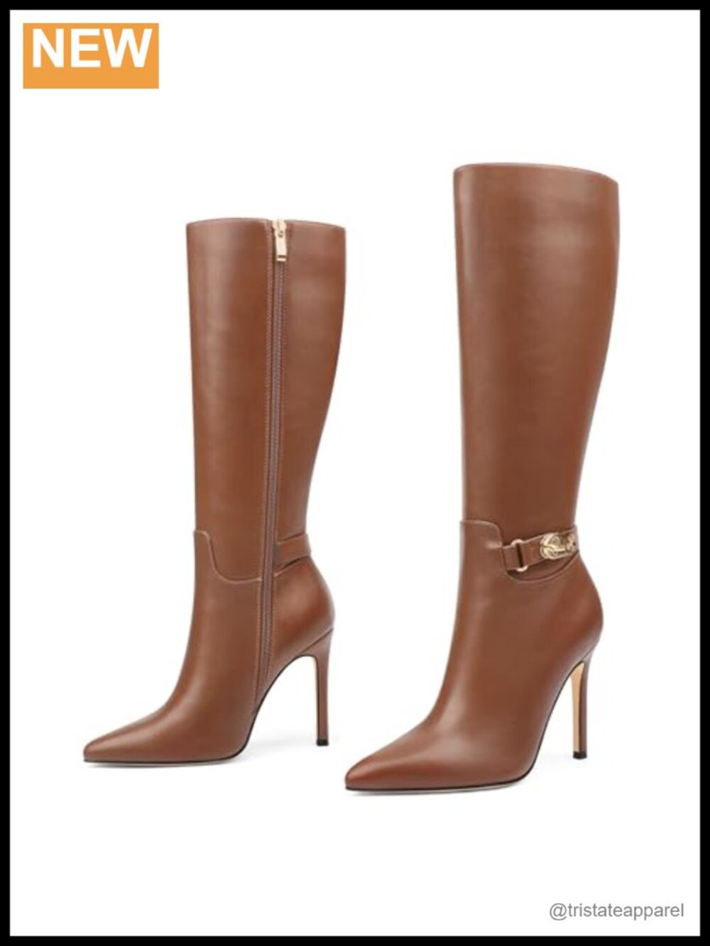 MERUMOTE Women's Knee High Stiletto Boots Faux Leather Pointed Toe